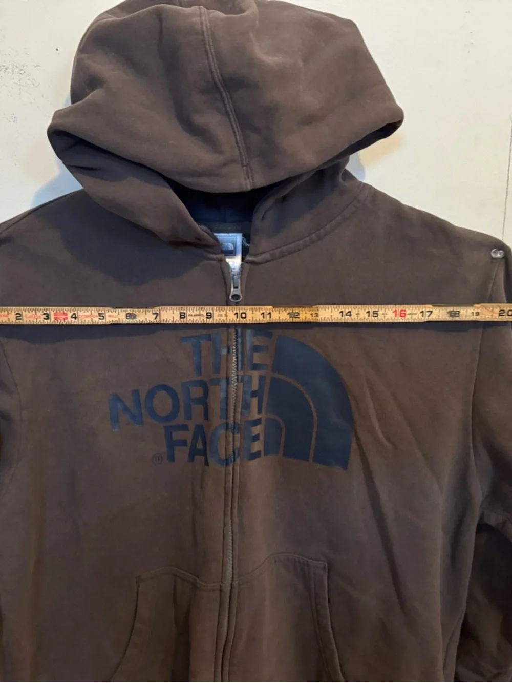 The North Face Gray Zip-Up Hoodie with Navy Logo